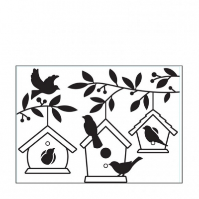 Tekstuurplaat 9402 10,8x14,6cm birdhouses in tree ― VIP Office HobbyART