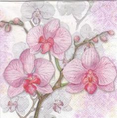 Салфетка для декупажа 13307701 33 x 33 cm Orchids blue ― VIP Office HobbyART