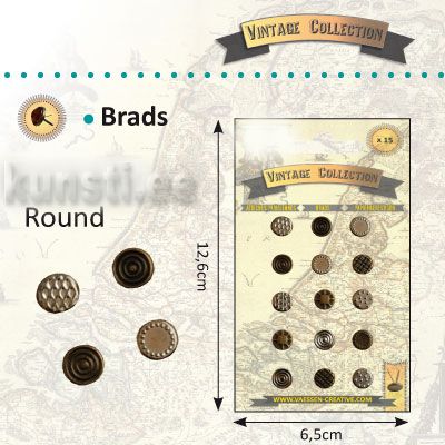 Vintage brads round x15 ― VIP Office HobbyART