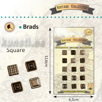 Vintage brads square x15 ― VIP Office HobbyART