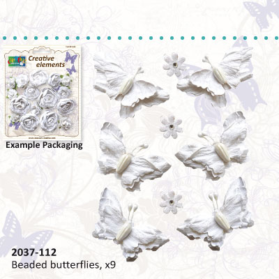 Creative elements white range beaded butterflies x9 ― VIP Office HobbyART