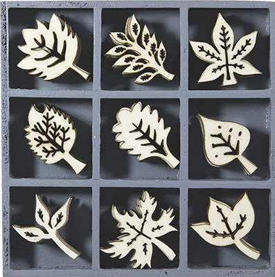 Wooden ornaments Leaves 10,5x10,5cm 45pcs ― VIP Office HobbyART
