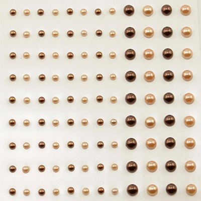Adhesive half pearls 3+5mm 108pcs Copper and Apricot ― VIP Office HobbyART