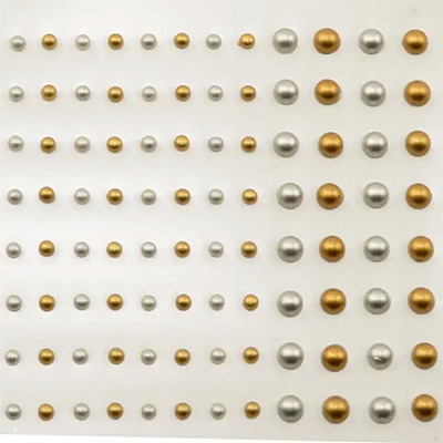 Adhesive half pearls 3+5mm 108pcs Gold - and Silver Metallic ― VIP Office HobbyART