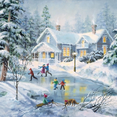Салфетка для декупажа 33312315 33 x 33 cm Evening Skating ― VIP Office HobbyART