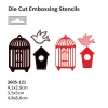 Die cut stencil 2014-23 birdhouses 52x90mm + 41x55mm + 45x34mm 