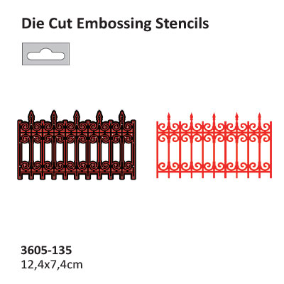 Die cut stencil 2014-56 fence border 124x74mm  ― VIP Office HobbyART