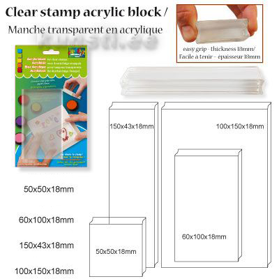 Clear stamp acrylic block 18x50x50mm blister x2 ― VIP Office HobbyART