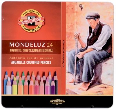 Карандаши акварельные "KOH-I-NOOR" Mondeluz 24 цветов в жестяной коробке 3724 24 ― VIP Office HobbyART