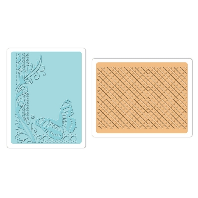 Sizzix textured impressions embossing folders 2pk butterfly ― VIP Office HobbyART