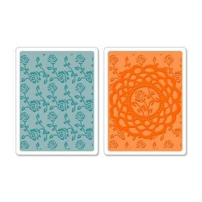 Sizzix textured impressions embossing folders 2pk doily rose ― VIP Office HobbyART