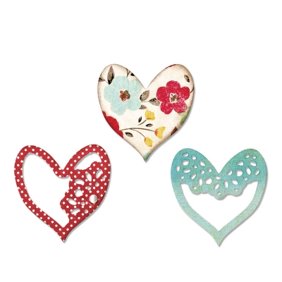 Sizzix thinlits die set 3pk alluring hearts ― VIP Office HobbyART