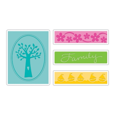 Sizzix textured impres. embossing folders 4pk family tree ― VIP Office HobbyART