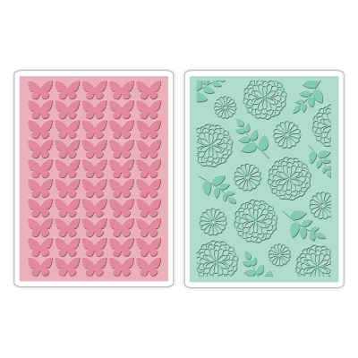 Sizzix textured impres. embossing folders 2pk butterfly ― VIP Office HobbyART