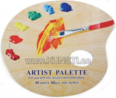 Paper palette oval 25x30 cm - 60 g wax Coated paper, 40 sheets ― VIP Office HobbyART