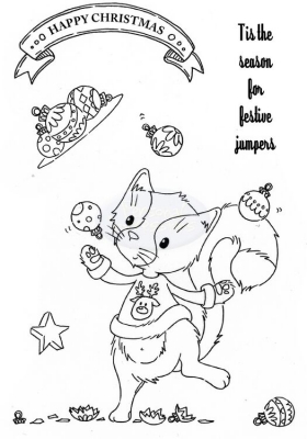 LA Juggling Christmas Cat Clear Stamp