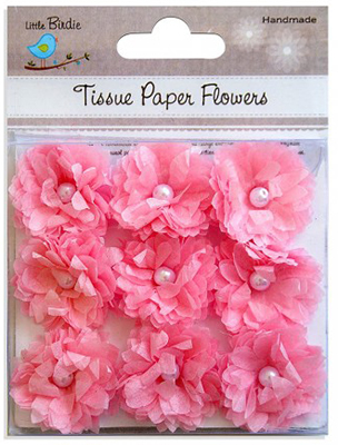 Tissue Pearl Flowers - Pink, 9pcs ― VIP Office HobbyART