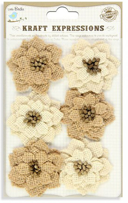 Burlap Paradise Flowers - Natural and Cream, 6pcs  ― VIP Office HobbyART