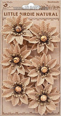 Handmade Flower -  Burlap Linnea Flowers Natural,6pcs ― VIP Office HobbyART