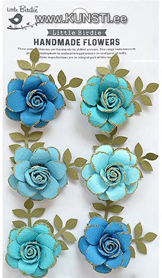 Handmade Flower - Pixie Rose Aqua Medley 6pc ― VIP Office HobbyART