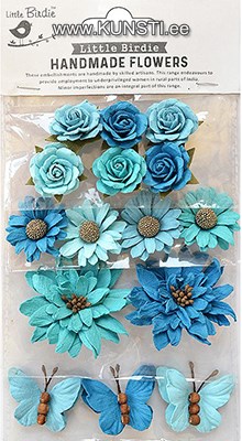 Handmade Flower - Marina Aqua Medley 15pc ― VIP Office HobbyART