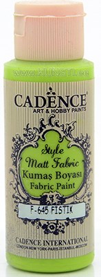 Краска по текстилю Style matt fabric paint Cadence f-645 pistaicho green 59 ml  ― VIP Office HobbyART