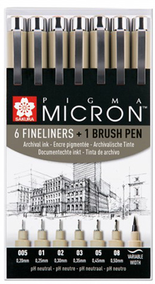 Pigma Micron Set 6+1 Pigma Brush Sakura ― VIP Office HobbyART