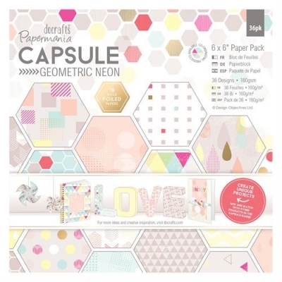 15 x 15 cm Paper Pack (36pk) - Capsule - Geometric Neon ― VIP Office HobbyART