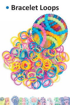 Bracelet loops bead style x150 + S-clips x6 assorted opaque ― VIP Office HobbyART