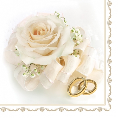 Салфетка для декупажа SLSL-000601 33 x 33 cm Wedding Roses white ― VIP Office HobbyART