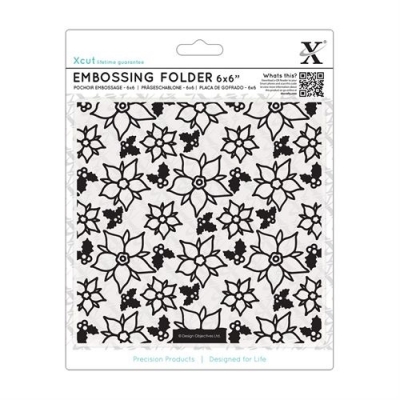 15 x 15 cm Embossing Folder - Poinsettia Pattern ― VIP Office HobbyART