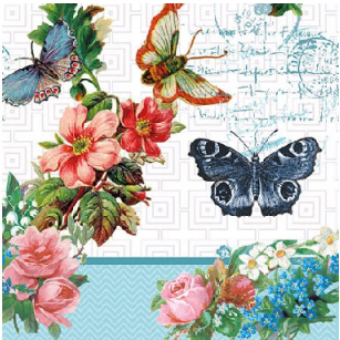 Салфетка для декупажа 12509780 25 x 25 cm Flowers And Butterflies ― VIP Office HobbyART