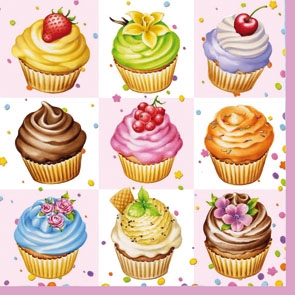 Napkin 13306596 33 x 33 cm Cupcakes Square pink ― VIP Office HobbyART