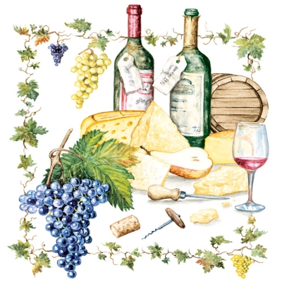 Салфетка для декупажа 13306815 33 x 33 cm Wine and Cheese ― VIP Office HobbyART