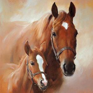 Салфетка для декупажа - 33 x 33 cm HORSE WITH FOAL ― VIP Office HobbyART