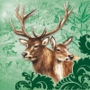 Салфетка для декупажа - 33 x 33 cm DEER COUPLE GREEN