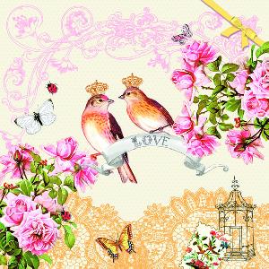 Salvrätikud - Салфетка для декупажа - 33 x 33 cm LOVE BIRDS