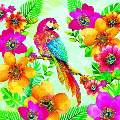 Salvrätik 13308195 33 x 33 cm TROPICAL PARROT 