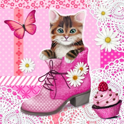 Салфетка для декупажа 13309035 - 33 x 33 cm Cat In Shoe ― VIP Office HobbyART