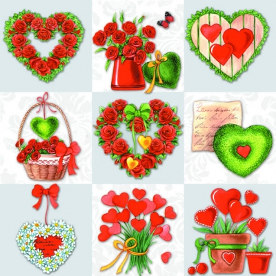 Салфетка для декупажа 13309095 33 x 33 cm Loving Hearts ― VIP Office HobbyART
