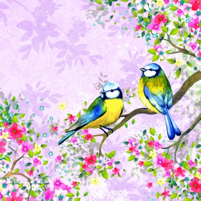 Napkin 13309126 33 x 33 cm Bird Watching Lila ― VIP Office HobbyART