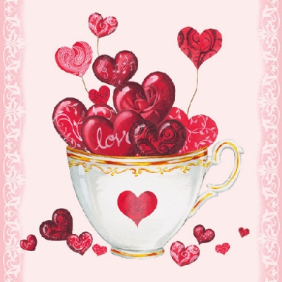 Салфетка для декупажа 13309325 33 x 33 cm Cup of Hearts ― VIP Office HobbyART