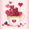 Napkin 13309325 33 x 33 cm Cup of Hearts