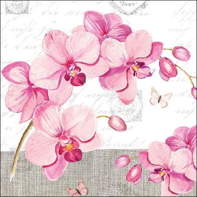 Салфетка для декупажа 13309955 33 x 33 cm Orchids With Love ― VIP Office HobbyART