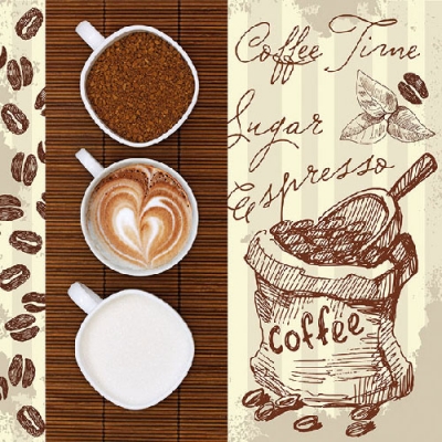 Napkin 13310210 33 x 33 cm Coffee Trio ― VIP Office HobbyART