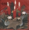 Napkin - 33 x 33 cm Red Advent Scene