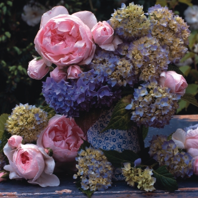 Salvrätik - 33 x 33 cm Hortensias y Rosas