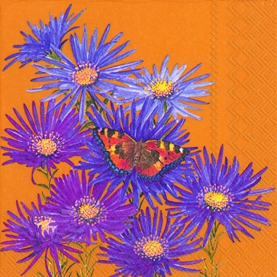 Салфетка для декупажа L-573976 33 x 33 cm PURPLE ASTER ochre ― VIP Office HobbyART