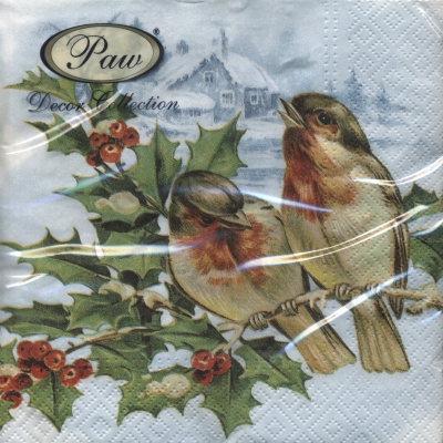 Салфетка для декупажа - 33 x 33 cm Winter Bullfinch ― VIP Office HobbyART