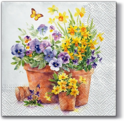 Салфетка для декупажа SDL-076600 33 x 33 cm Pansies in a Pot ― VIP Office HobbyART